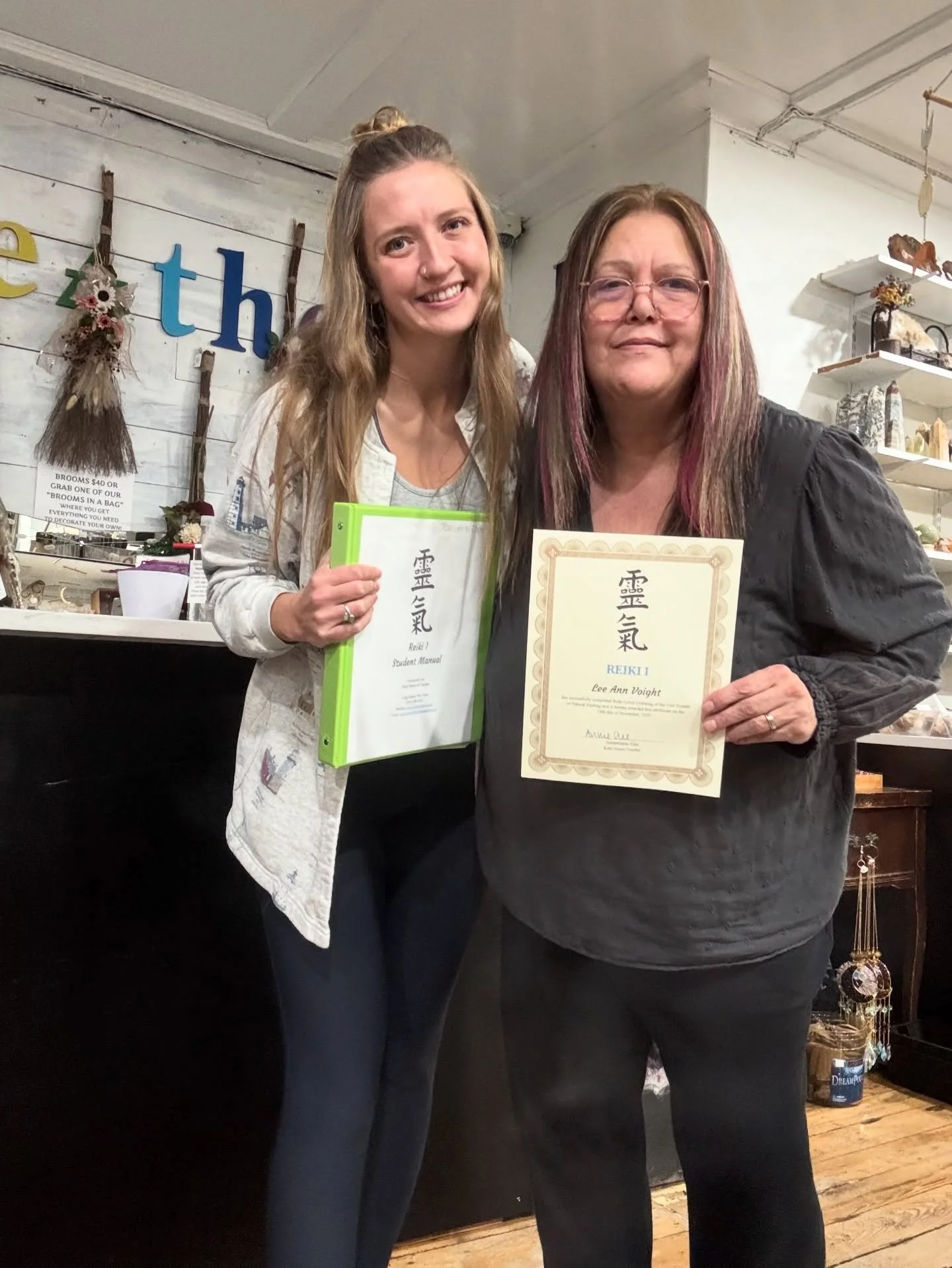 So proud of my student Lee Ann &mdash; a fellow Aquarian who learned Reiki Level 1 with me this Monday &amp; Tuesday at Breathe (@breatheinspiringgifts) in Port Jefferson. ♒️🦋

Aquarians have that natural intuitive spark&hellip; the visionary energy