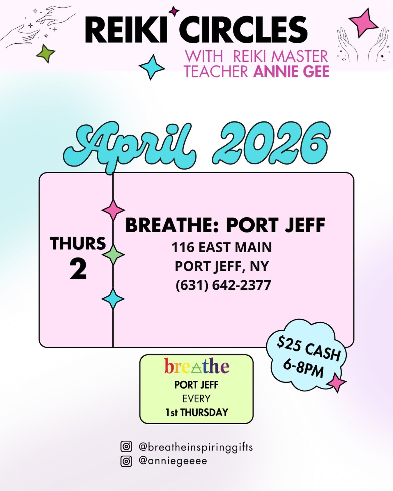 Join me in Port Jefferson on April 2nd for a Reiki Circle at Breathe (@breatheinspiringgifts), celebrating the astrological new year &mdash; a powerful time of energetic reset, renewal, and new beginnings. 🌱✨

These circles are a sacred blend of com