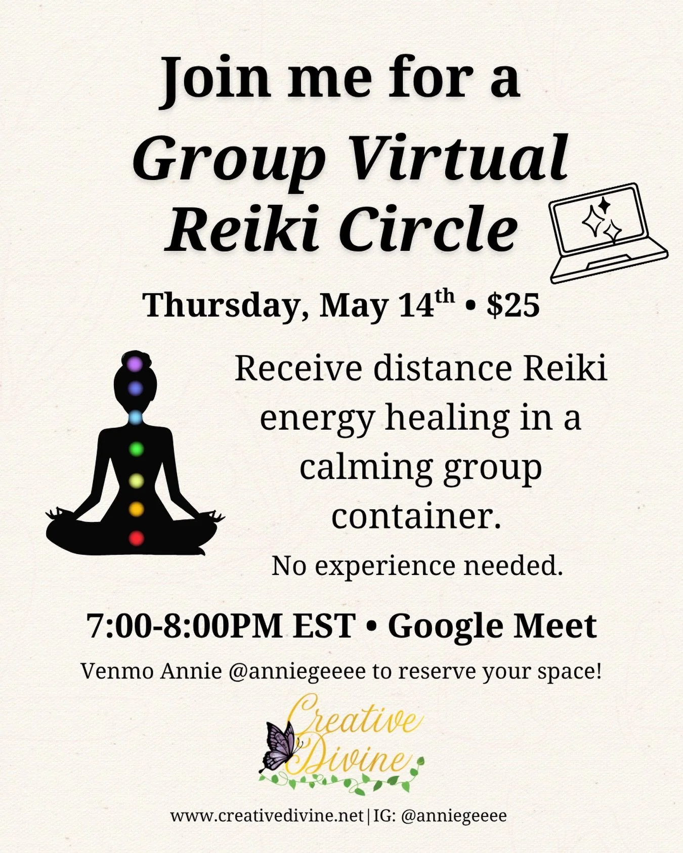 Reiki is an ancient Japanese energy healing modality, using gentle hands-on or hands-off techniques to support balance within the body, mind, and nervous system through universal life force energy. 🌿

Join me for a Virtual Reiki Circle and receive d