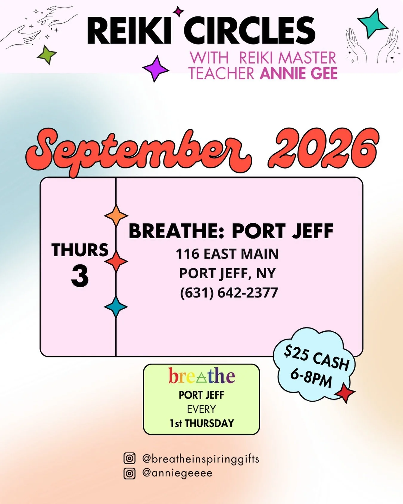 Join me in Port Jefferson on Thursday, September 3rd for a Reiki Circle at Breathe (@breatheinspiringgifts), centered on Virgo season ♍️🌿 &mdash; a time to slow down, ground into the present moment, and lovingly tend to the parts of ourselves that a