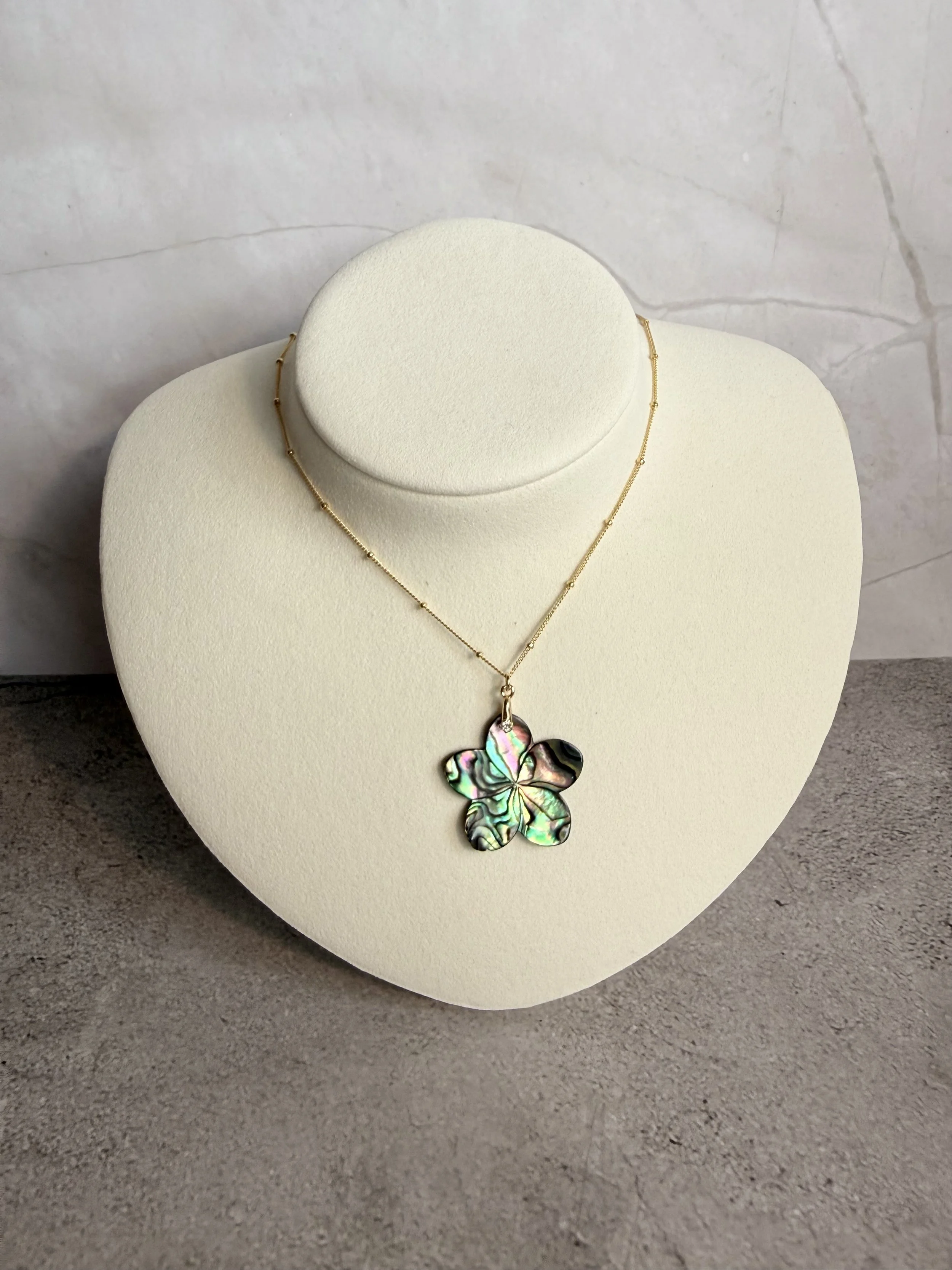 Abalone Plumeria Necklace