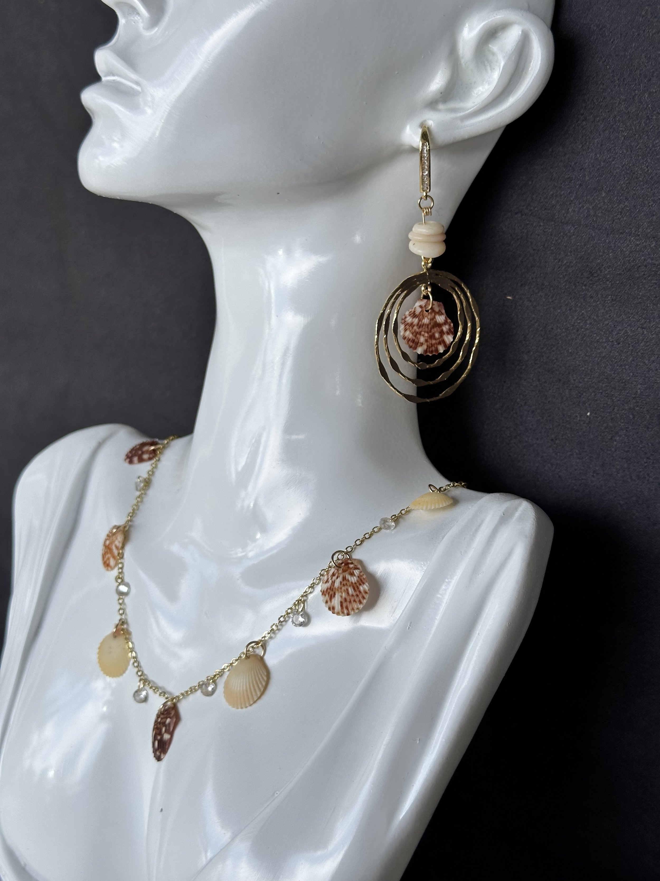 Tiger Scallop Charm Necklace