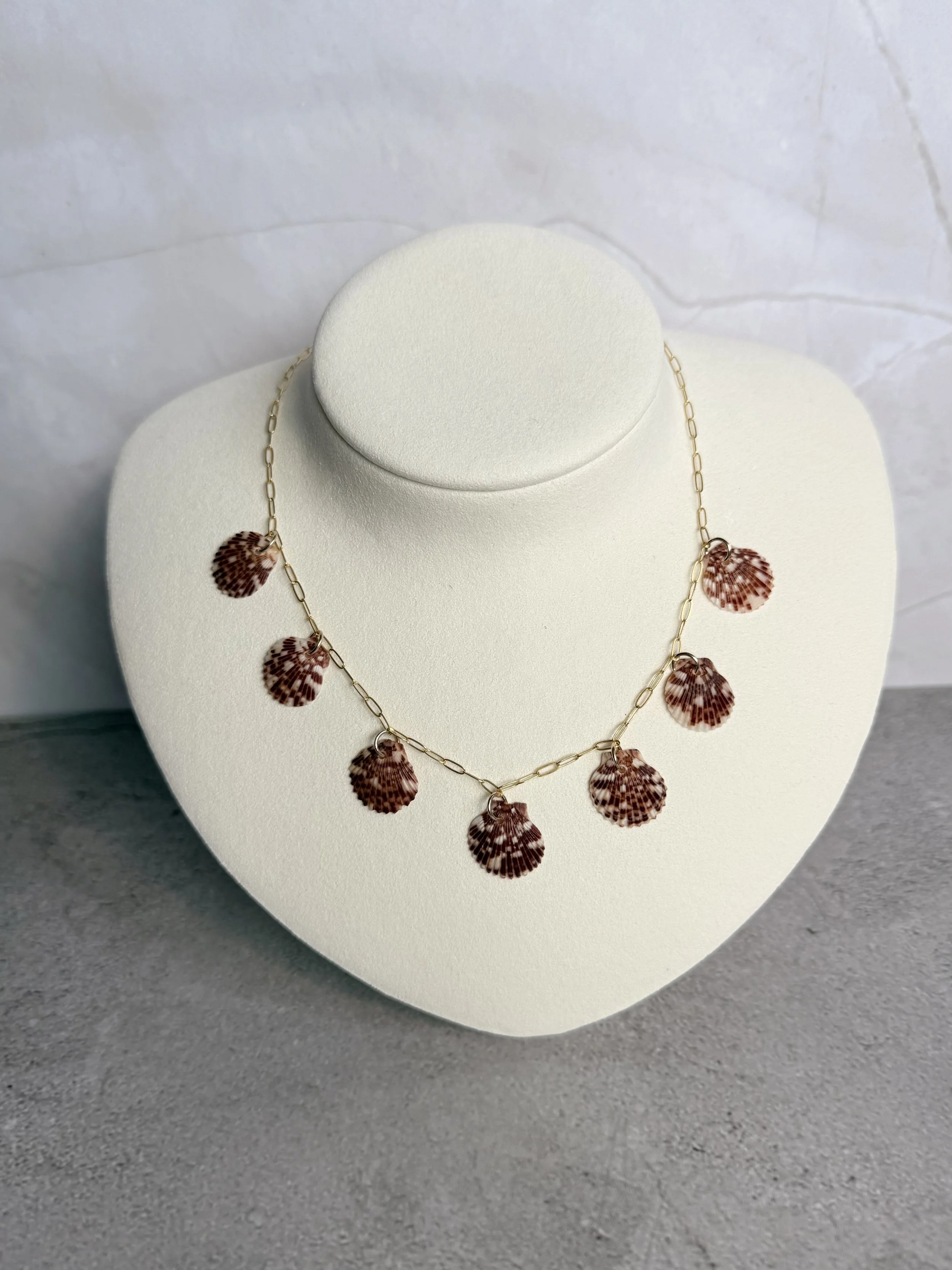 Tiger Scallop Charm Necklace