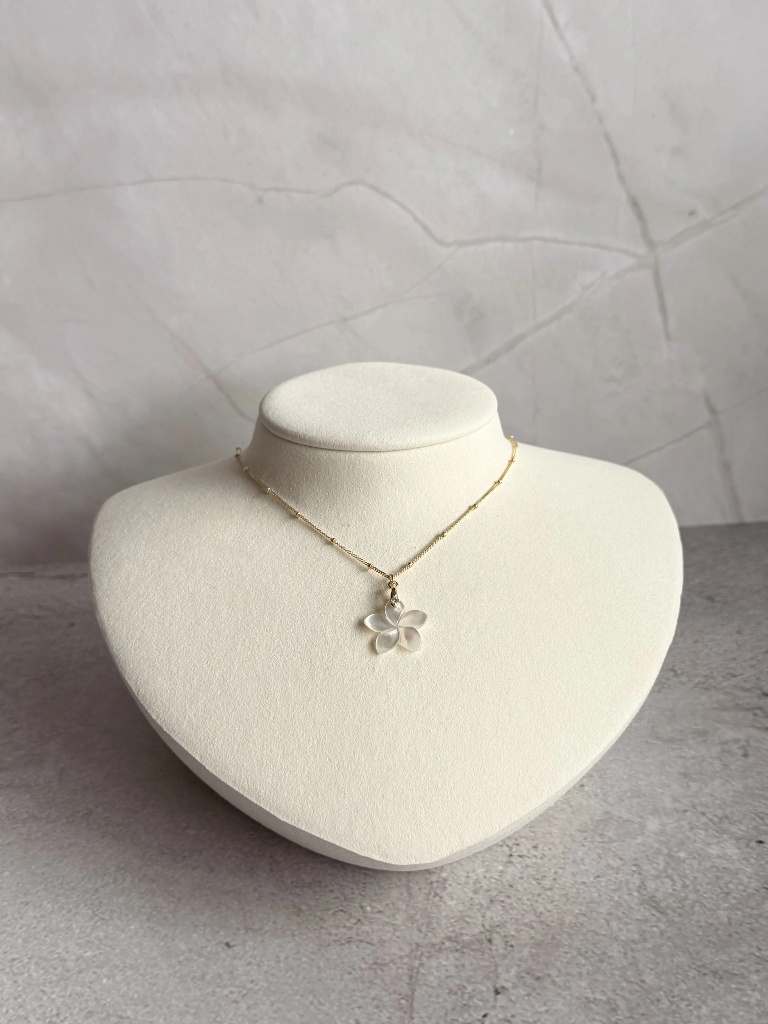 Mother of Pearl Plumeria Necklace