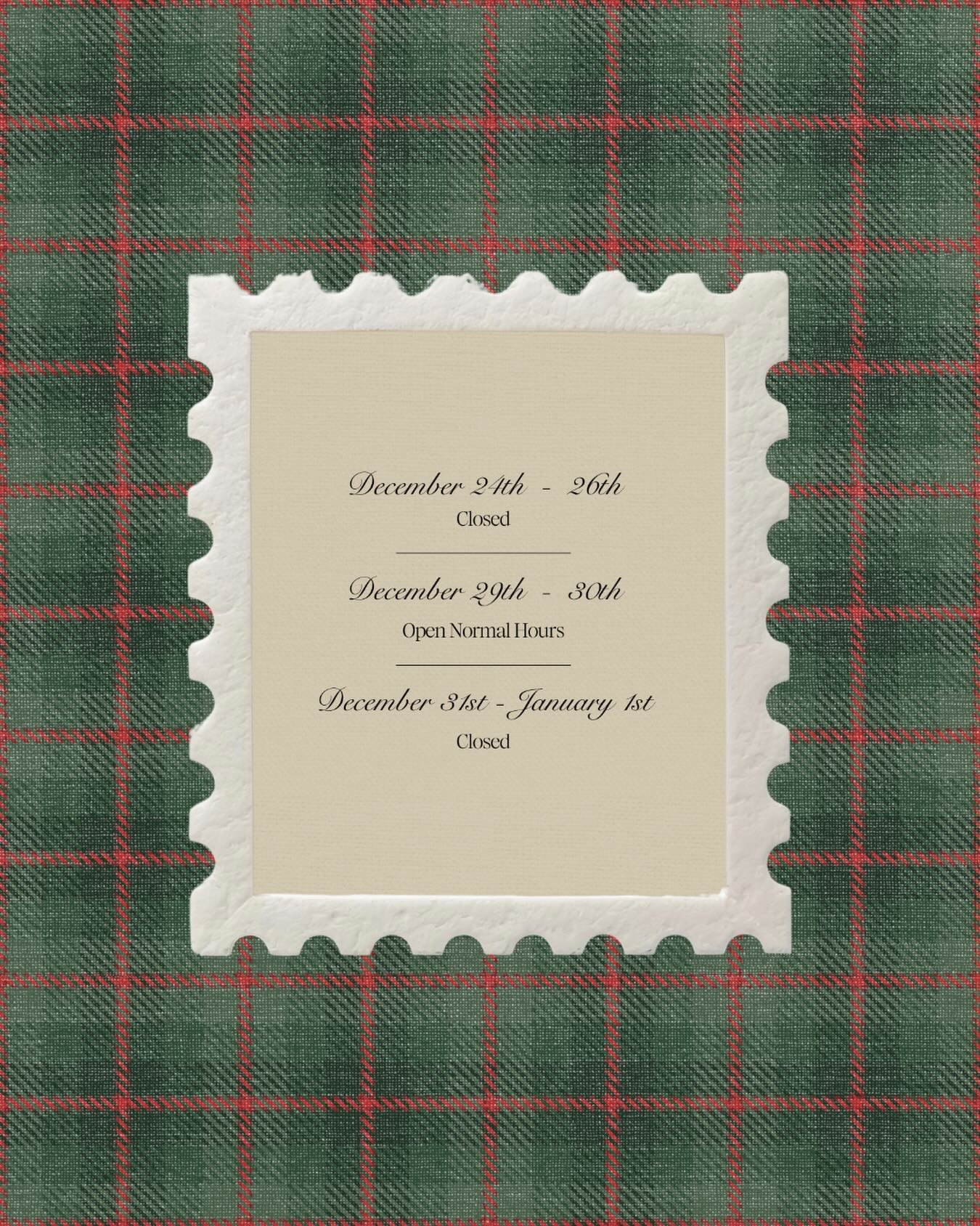 Holiday hours at AB Aesthetics:

Closed 12/24-26th

Normal business hours the 29th &amp; 30th

Closed 12/31 &amp; 1/1 🤍