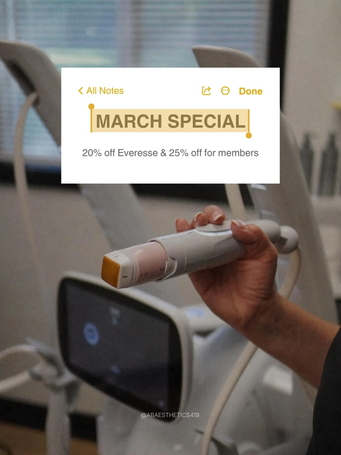 Did you hear about our March special? Everesse, one of our newest offerings that everyone is raving about, is 20% off! If you&rsquo;re looking for a non-invasive way to get lifted, tightened skin with no downtime&hellip; March is the best time to inq