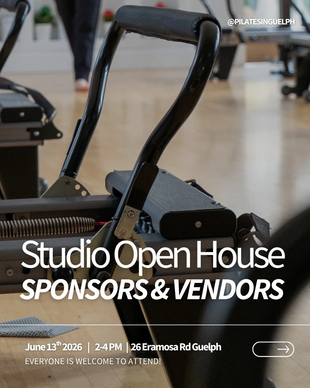 You&rsquo;re Invited! 🎉

Join us for our Open House at our Eramosa Studio!

📍 26 Eramosa Rd, Guelph
📅 Saturday, June 13
⏰ 2:00 PM &ndash; 4:00 PM

Come celebrate pilates, wellness, and community with us! Whether you&rsquo;re a longtime client, cur