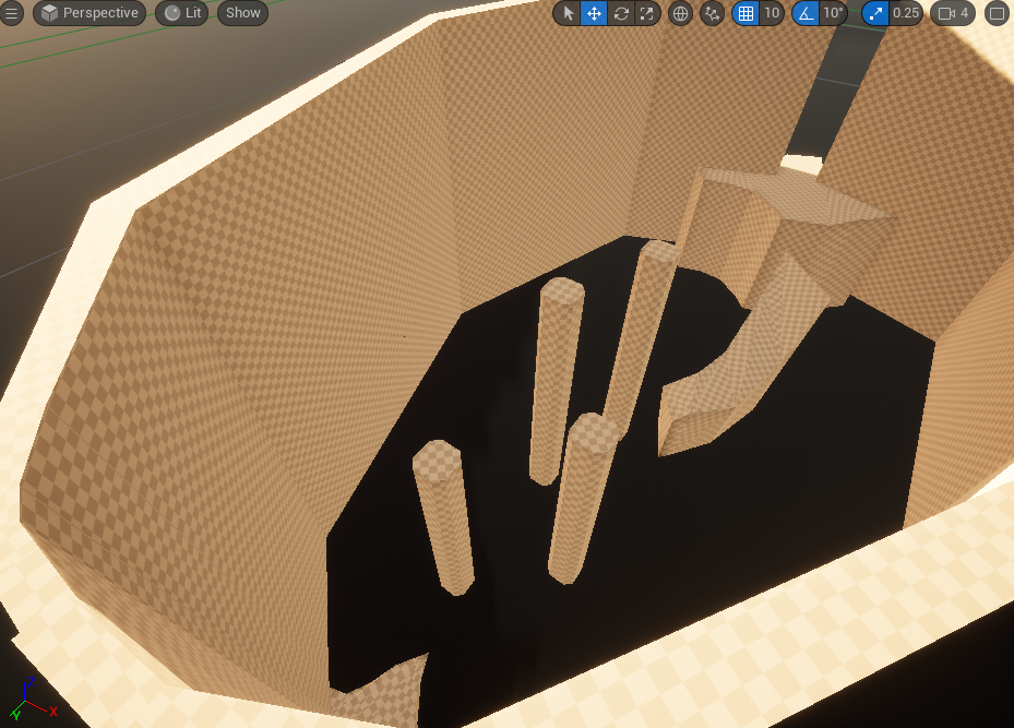 Whitebox for redoing Level 2's third arena. Smaller but still preserves the intent of players wallrunning towards the enemies on the other side alongside having a clearer sightline to show players where to go.