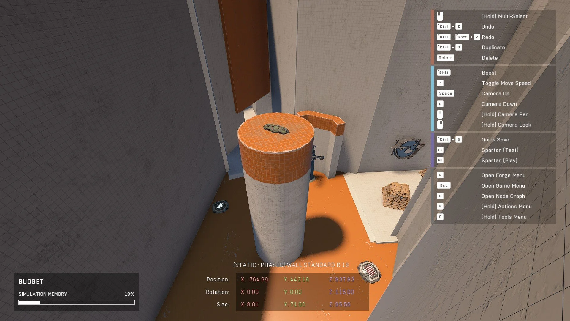 The central connecting area, now connected to the "Square Area" too! Now there's the Rocket Launcher with a HUD marker for all players to keep track of!