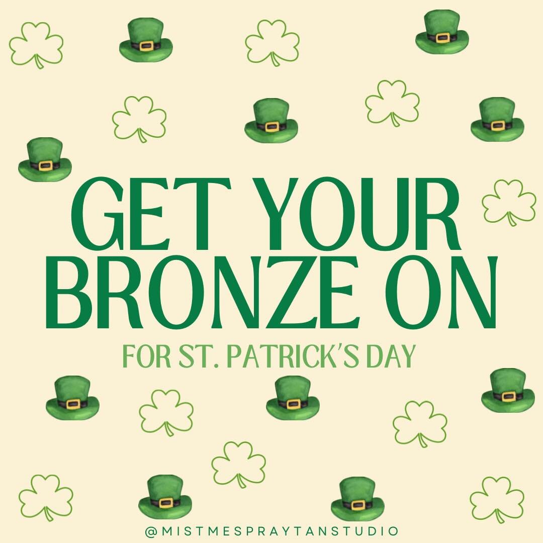 Babes St. Patrick&rsquo;s Day is just a few days away! Chase the rainbow &amp; find your pot of gold&hellip;Aka a flawless spray tan by yours truly!!🤪🫶🏼

I only have a few spots left tomorrow &amp; Saturday. Hurry and book your St. Patrick Day glo