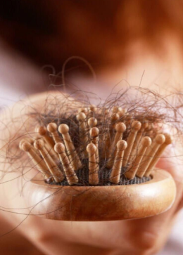 hairbrush full of tangled hair