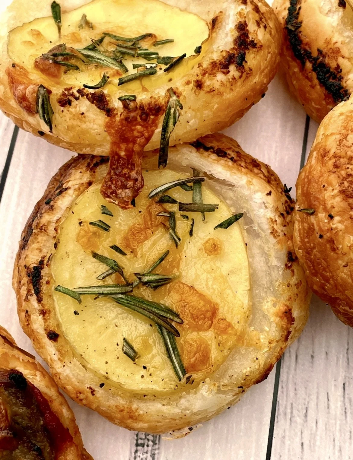 Mini Puff Pastry Rosemary Potato Pizzas