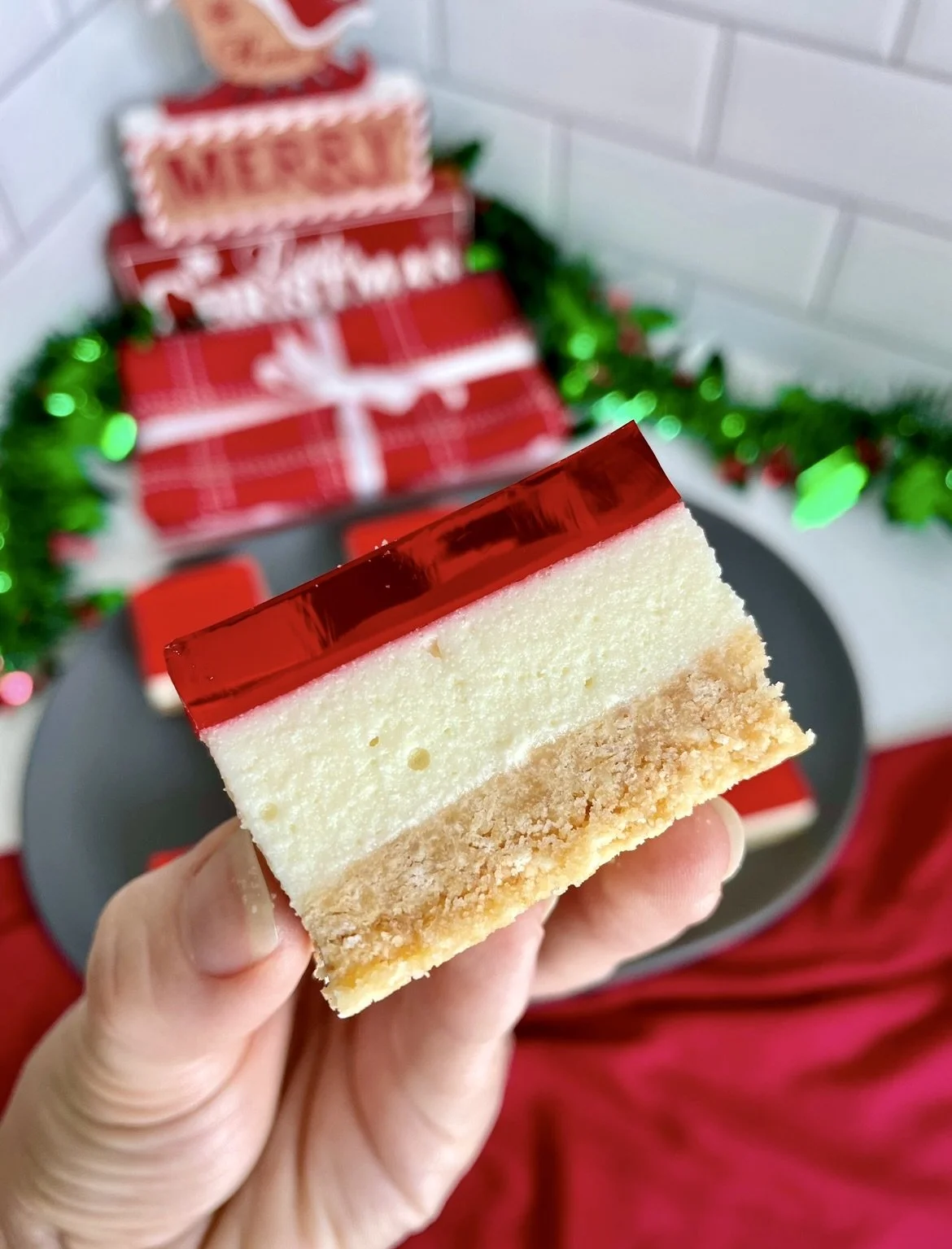Festive Jelly Cheesecake Slice