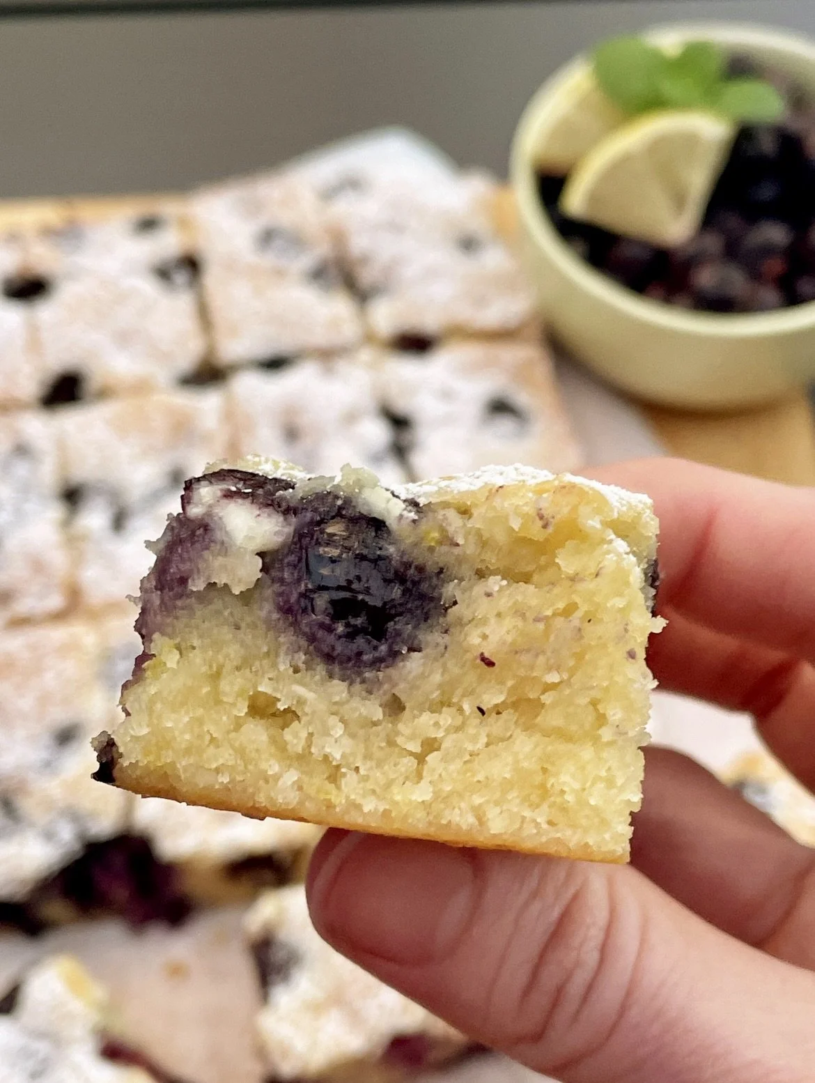 Lemon Blueberry Friand Slice