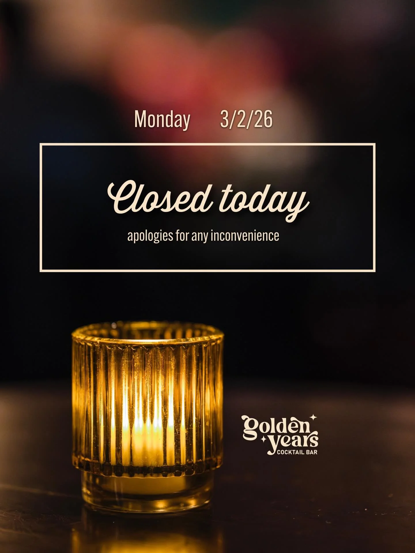 Sorry we&rsquo;re closed today!
Apologies for any inconvenience.

See you on Wednesday!