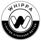 Whippa logo featuring a circle with a stylized 'W' in the center and the slogan 'Lighter. Stronger. Better' around the circle.