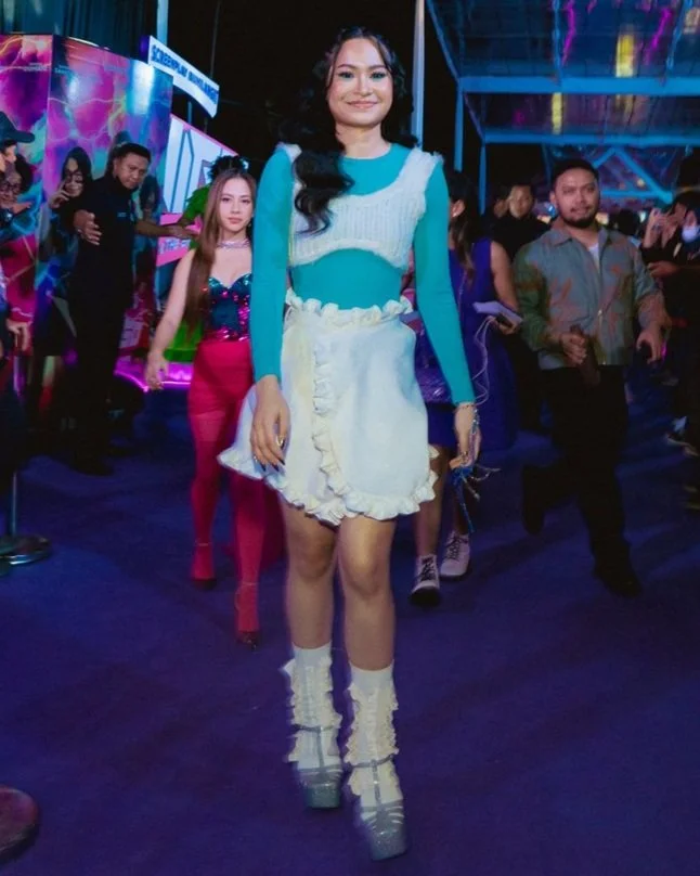 Satine Zaneta at 'Virgo and the Sparklings' premiere in Laurencia Irena and Melissa Shoes