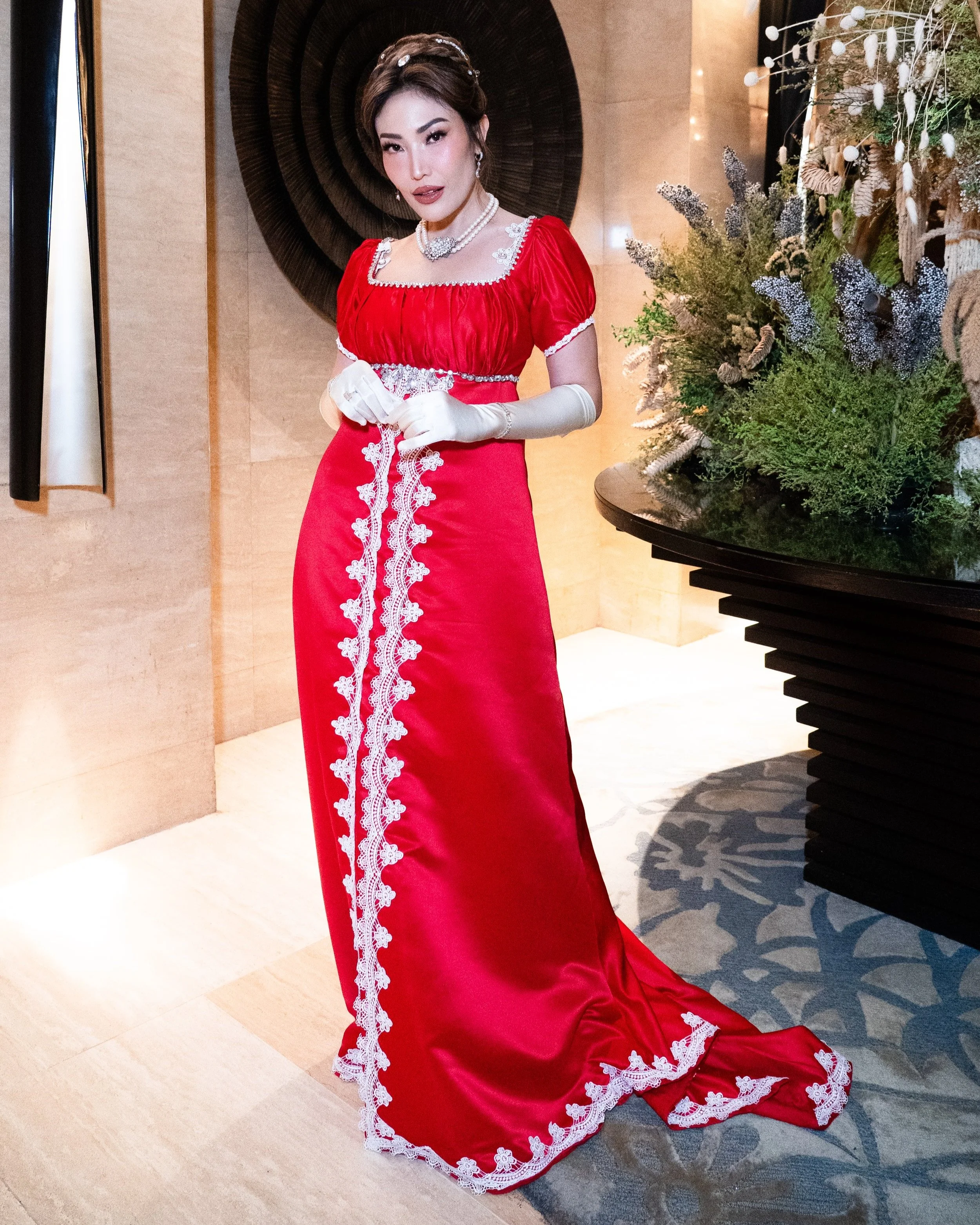 Ayu Dewi at MSGlow Ball in custom Allysha Nila