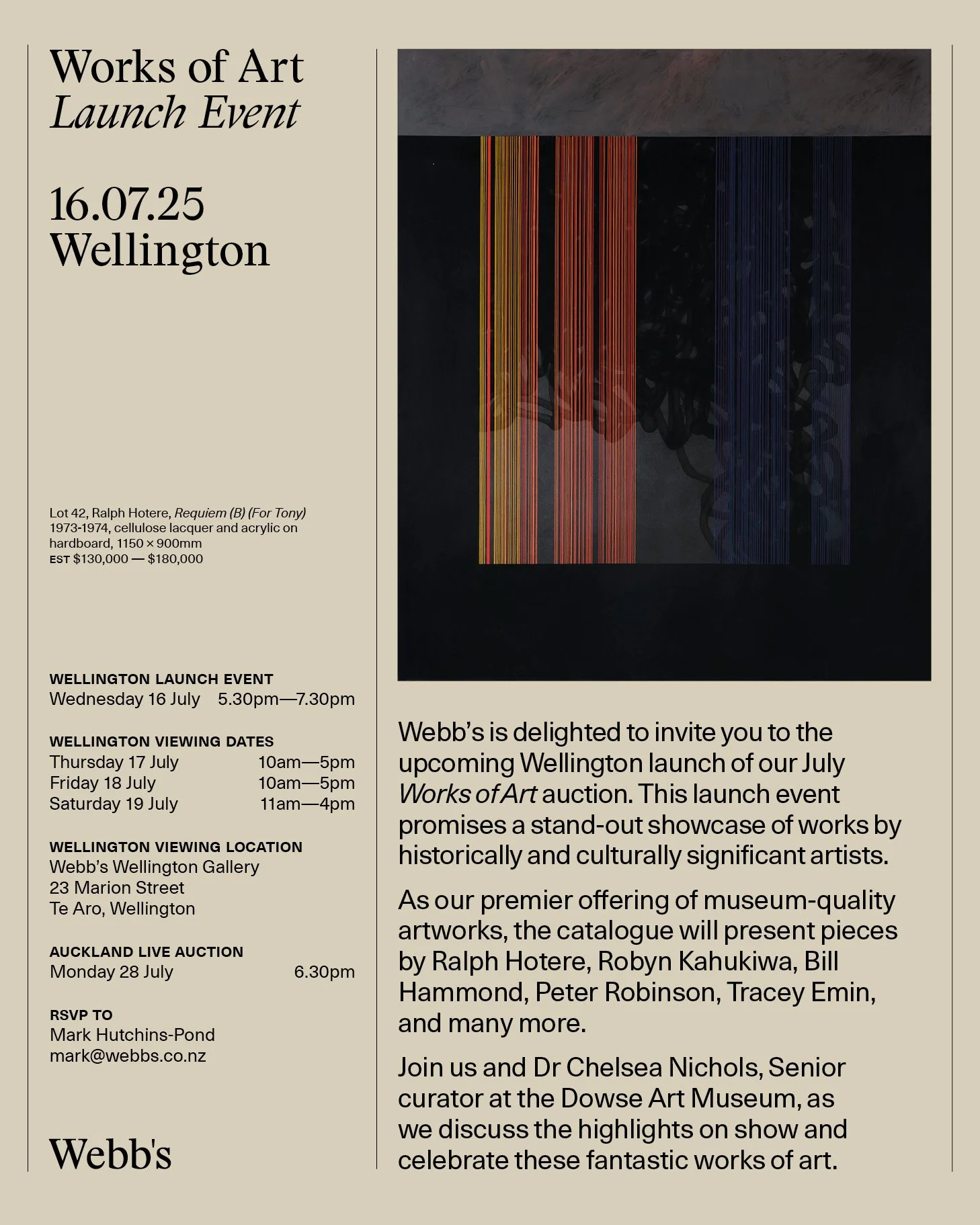 16.07.25 — Works of Art, Wellington Launch