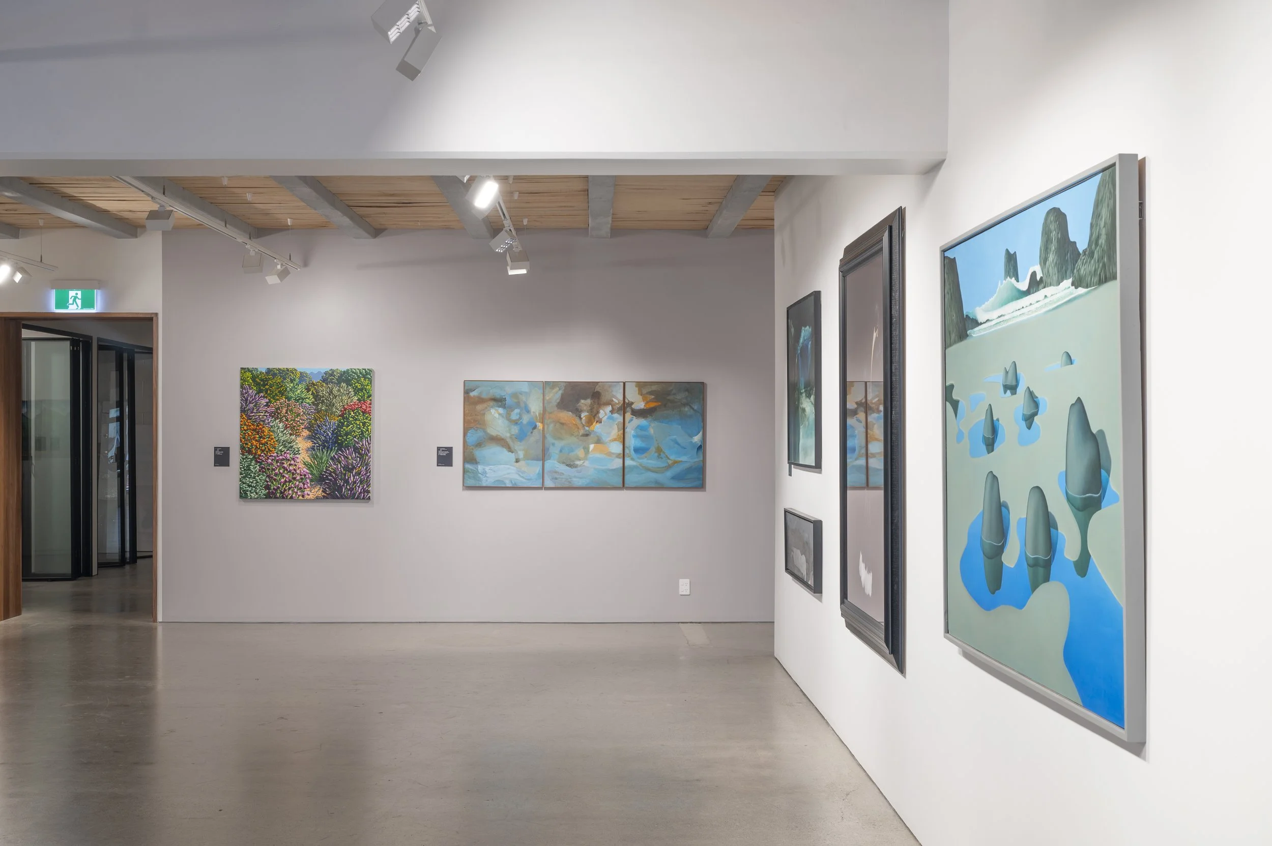 Left to Right. Lot 57. Michael Smither, Back Beach, 1976, oil on canvas, 1210 x 1730mm. EST. $180,000—$220,000Lot 54. Don Binney, Two Aspects of Tokatoka, 1980,oil on board, 1200 x 920mm. EST. $350,000—$500,000, Webbs wellington