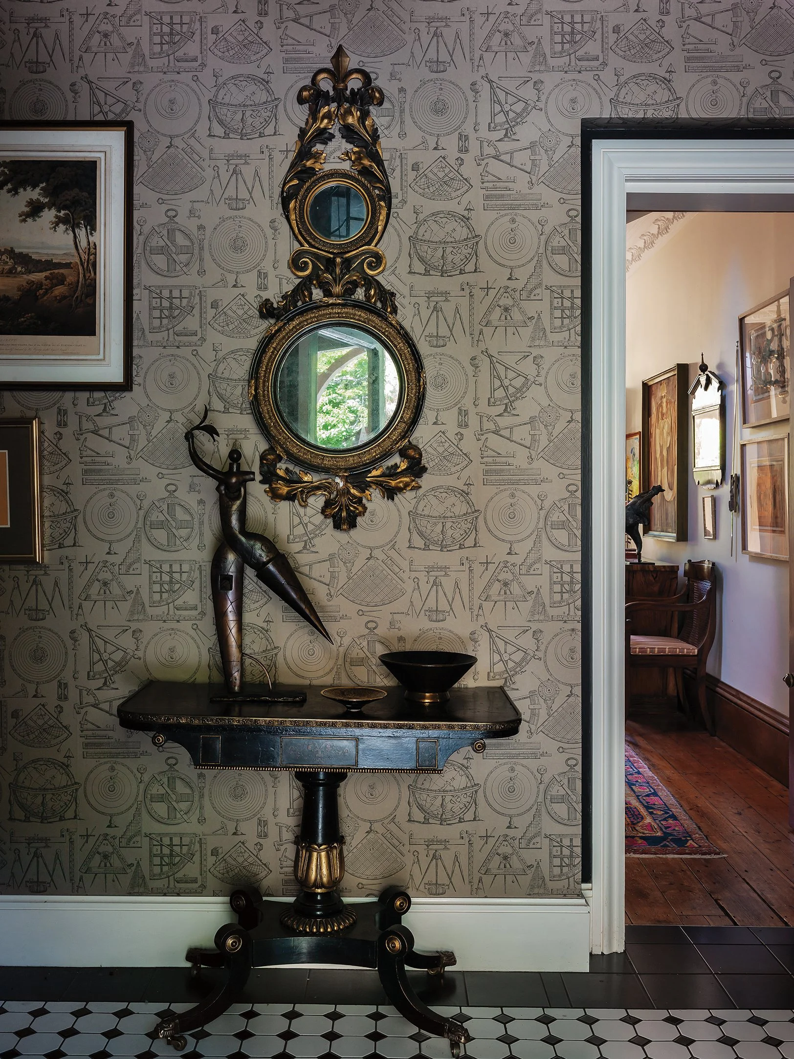 Installation view of artworks at Ōhinetahi. Photo by Jane Ussher MNZM. Lot 28. Paul Dibble, Standing Figure, 1999, bronze, 705 x 350 x 110mm. EST. $20,000—$25,000