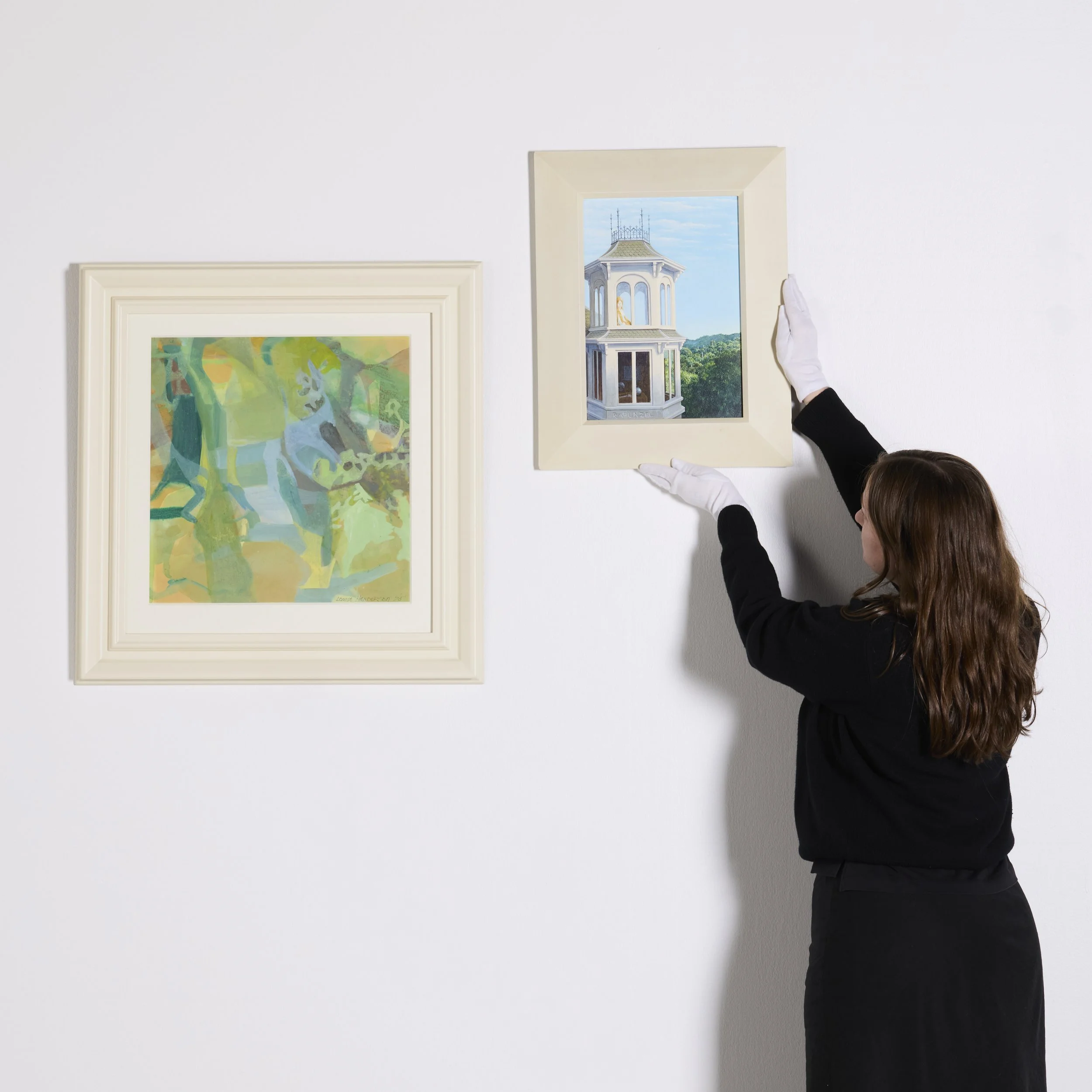 Lot 17. Louise Henderson, untitled, 1975, acrylic on paper, 420 x 420mm. EST. $15,000—$25,000 Lot 35. Peter Siddell, Rapunzel, 1975, oil on board, 350 x 250mm. EST. $10,000—$15,000 Webbs, Works of Art