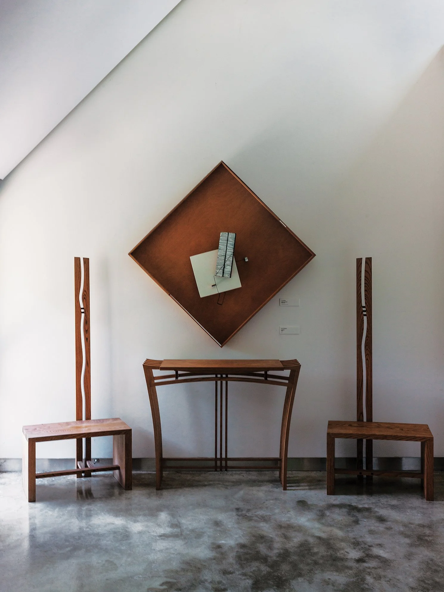 Installation view of artworks at Ōhinetahi. Photo by Jane Ussher MNZM. Lot 37. Don Peebles, Relief Construction, 1974–75, oil and acrylic on wood, 1330 x 1330mm. EST. $38,000—$44,000