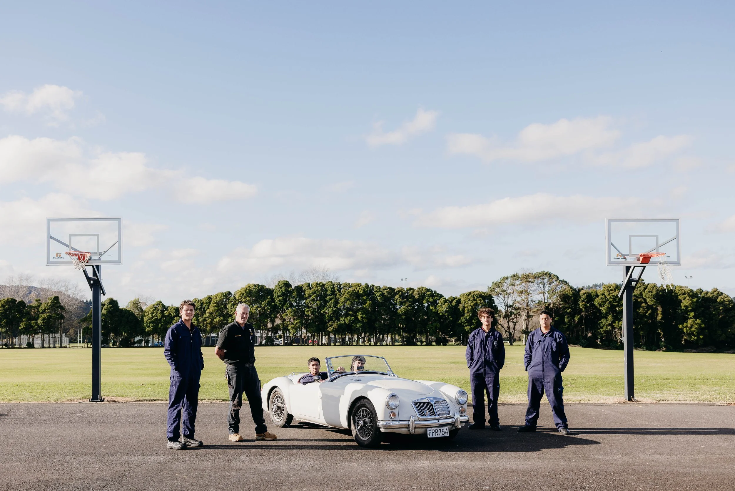 The 1961 MGA Mark I and students from Tikipunga High School’s Automotive Trades Academy
