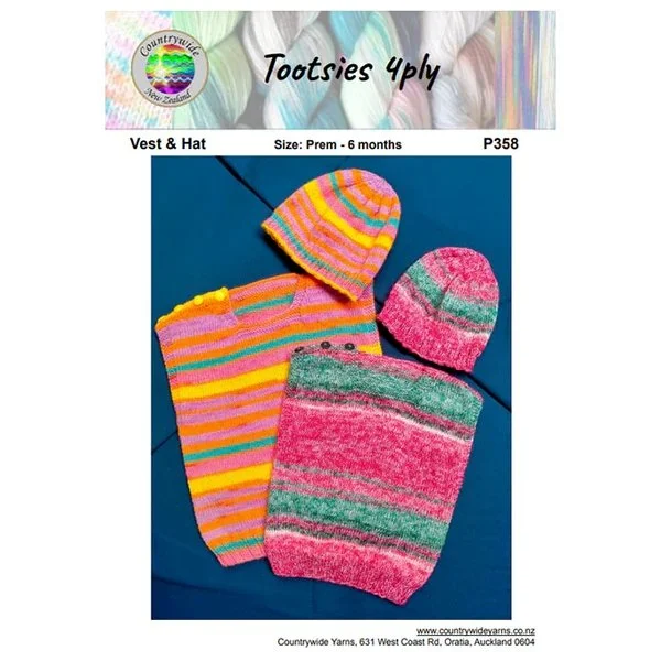 Countrywide Yarns Tootsies 4ply Vest & Hat