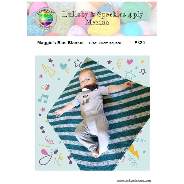 Countrywide Yarns Lullaby & Speckles 4ply Merino - Maggie's Bias Blanket