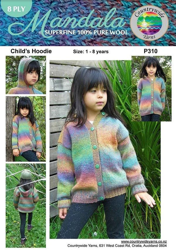 Countrywide Yarns Mandala 8ply Child's Hoodie