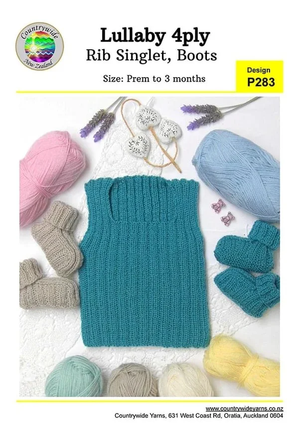 Countrywide Yarns Lullaby 4ply Rib Singlet & Boots