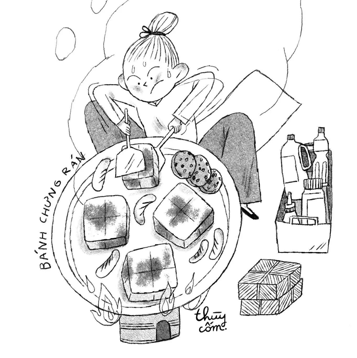 Day 12: Mini fried-on-tray bánh chưng 