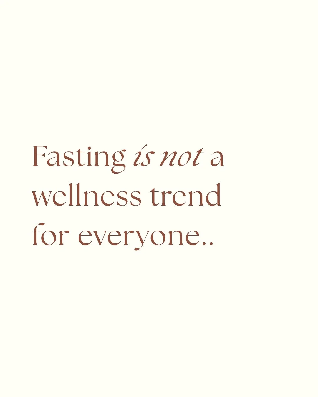 Fasting can be a helpful tool in some situations, but it&rsquo;s not the magic fix it&rsquo;s often made out to be. 

I&rsquo;m all for a 12 hour overnight fast, that&rsquo;s perfect for most people to support digestion and blood sugar, it&rsquo;s th
