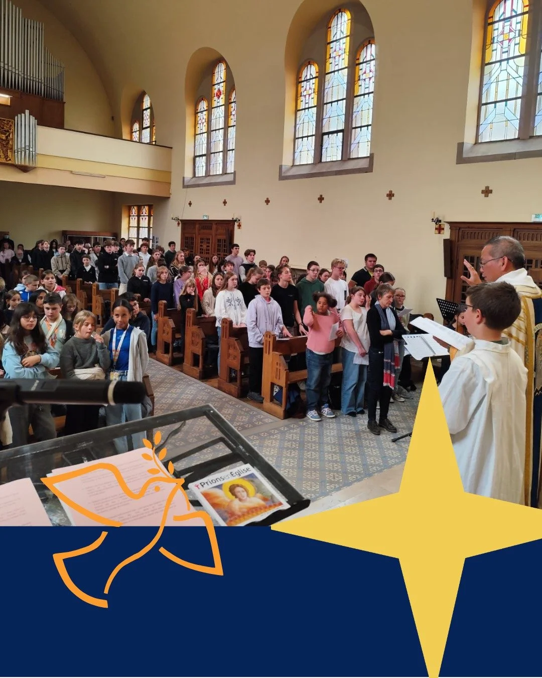 Retour sur notre messe de rentr&eacute;e, mardi 07/10 dernier. 🕊️

Pour cette c&eacute;l&eacute;bration, les &eacute;l&egrave;ves volontaires, leurs enseignants, et quelques parents ou grands-parents, se sont r&eacute;unis &agrave; la chapelle (cert