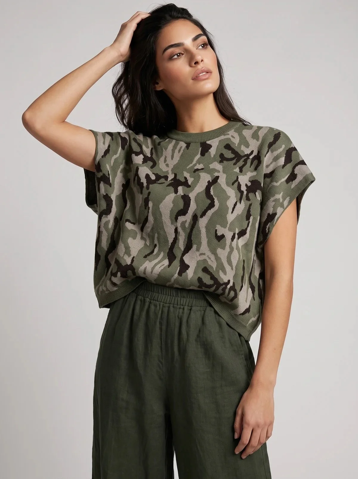Camo Short Sleeve Knit