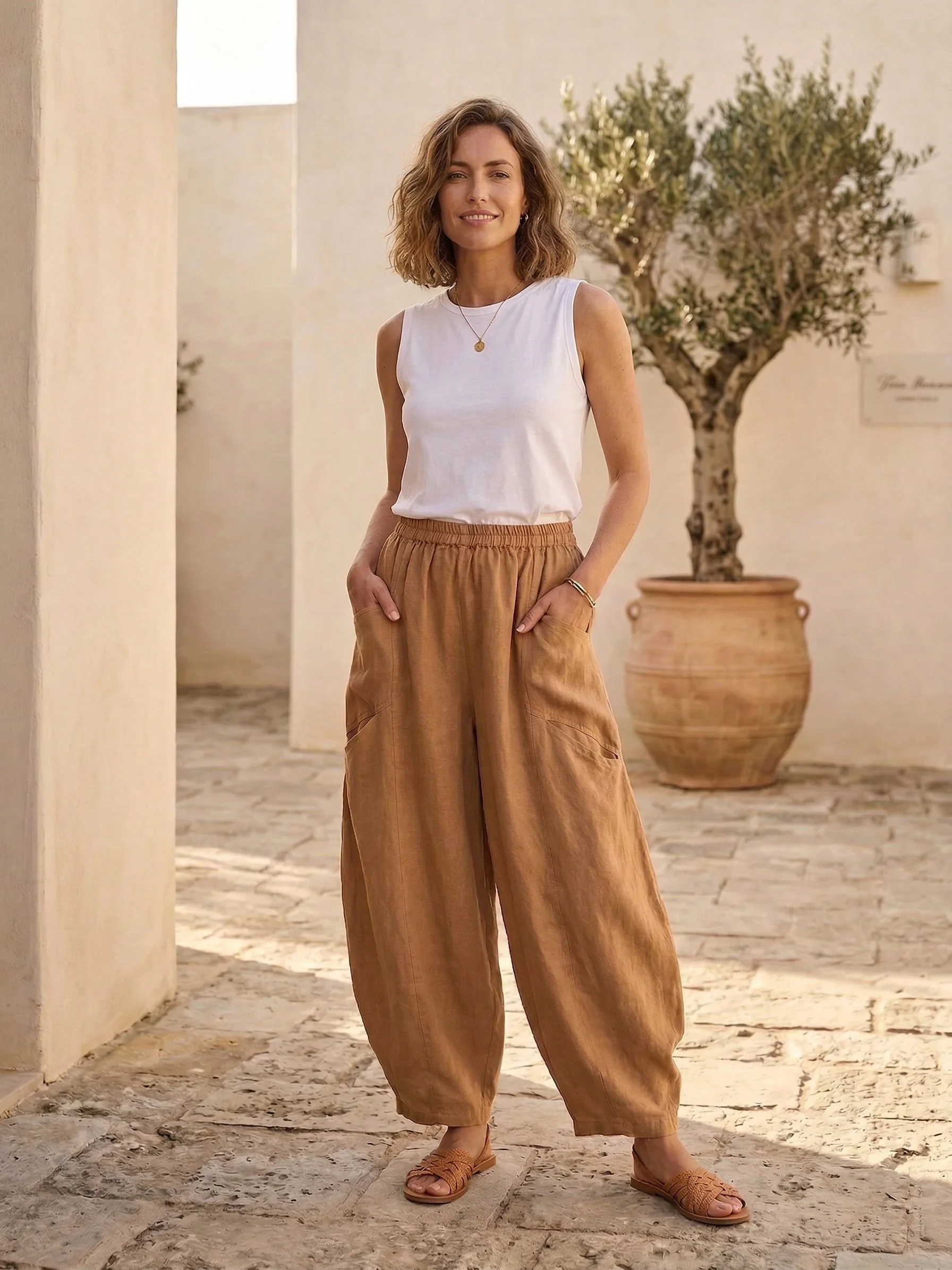 Linen Oversized 2 Pocket Trouser