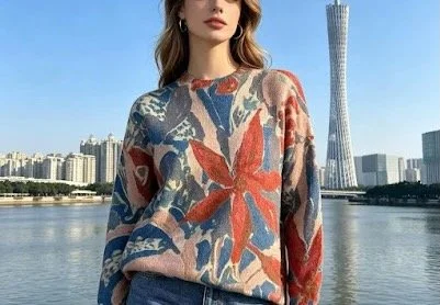 Large Flower Print Soft Knit
