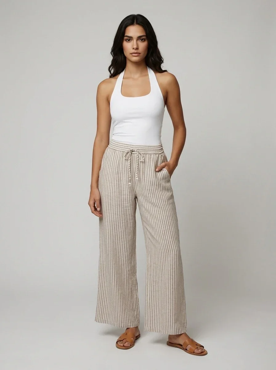 Striped Wide Leg Trouser