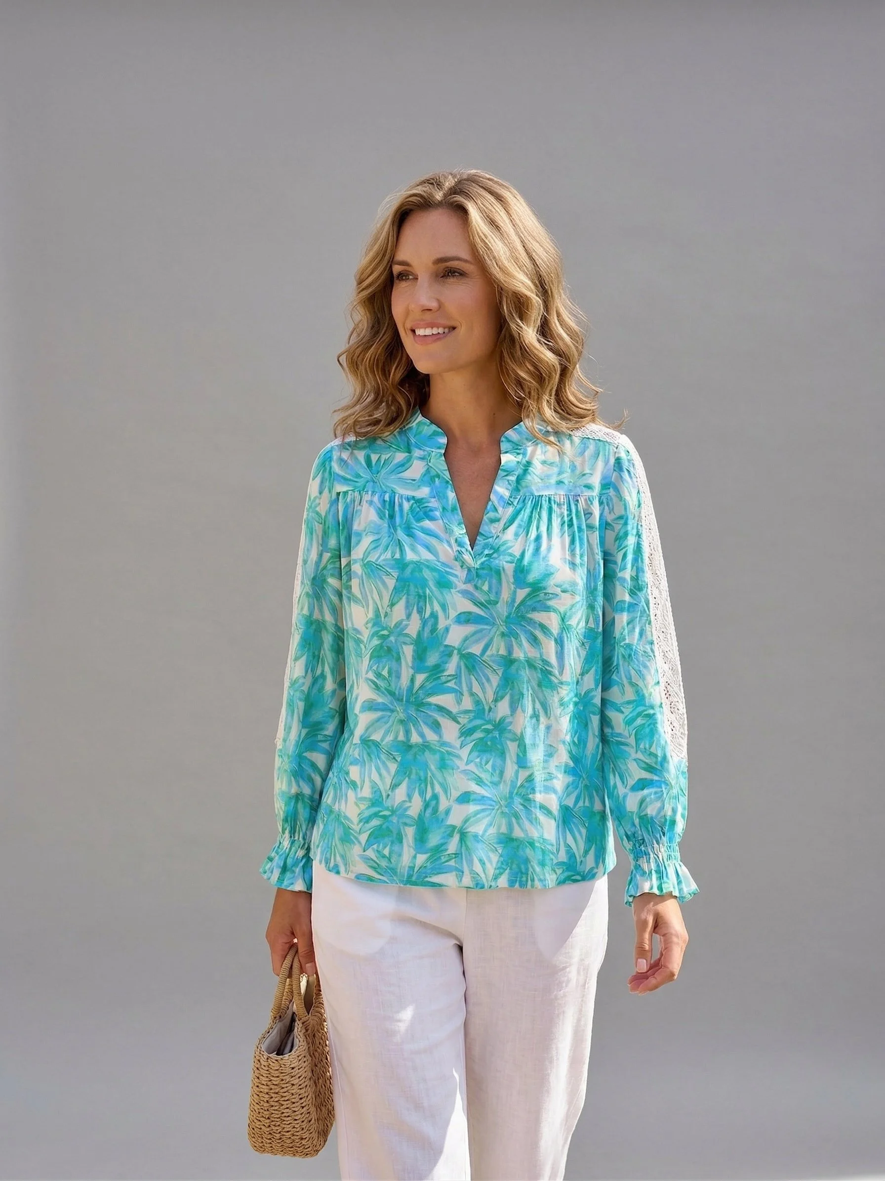 V- Neck Long Sleeve Blouse