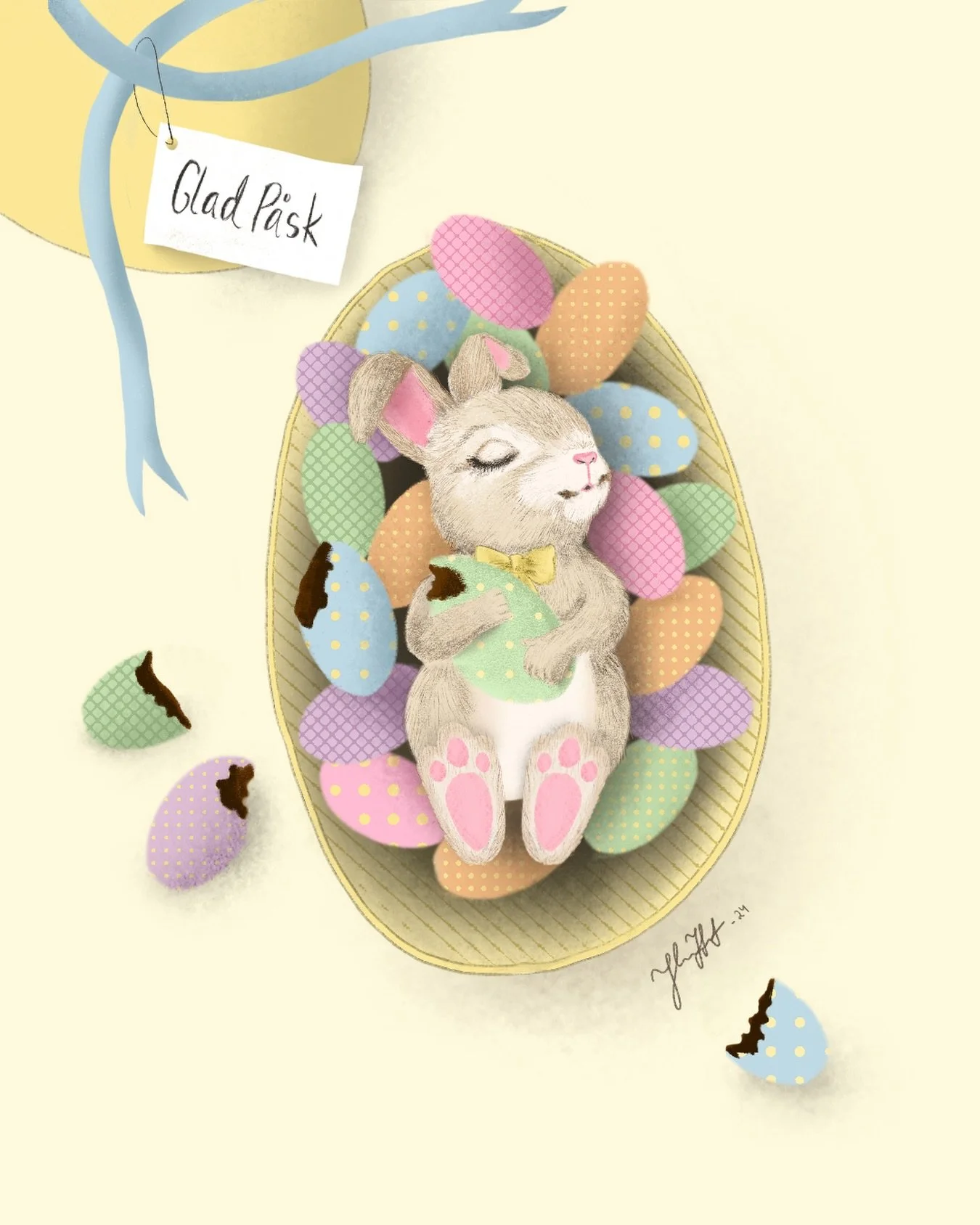 &Ouml;nskar er en fin p&aring;skhelg med en liten p&aring;skhare fr&aring;n arkivet 🐣 Glad p&aring;sk!

#illustration #grafiskformgivare #illustrat&ouml;r #johannahjortab