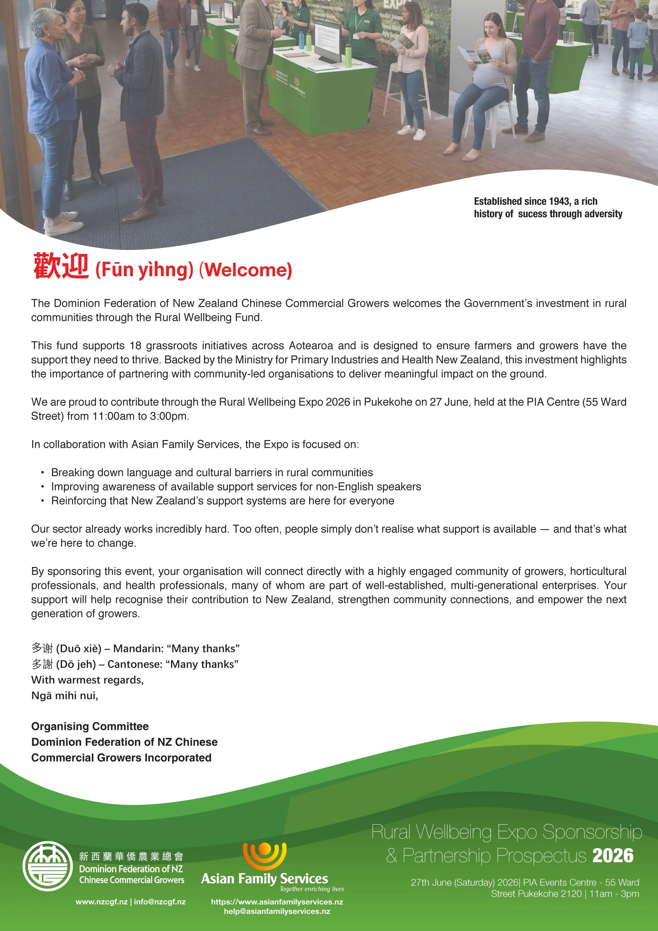 Health and wellbeing Expo for rural New Zealanders – Rural Wellbeing Expo 2026 in Pukekohe, offering free medical checks, counselling, mental health support, and access to social services for growers, farm workers, and families. Event includes multil