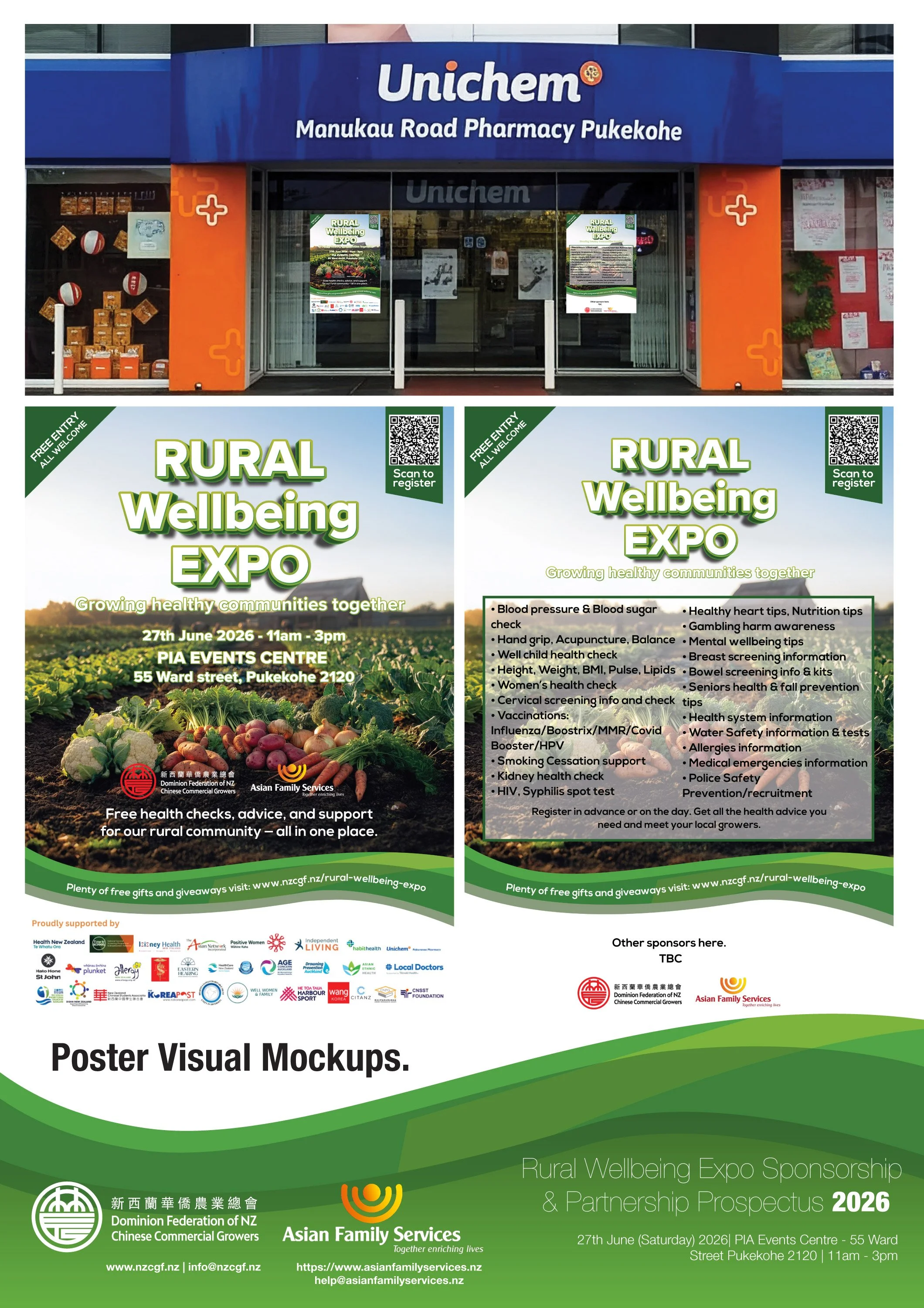 Rural Wellbeing Expo 2026 in Pukekohe, New Zealand – free community event promoting health, wellbeing, and social support for growers, rural workers, and families. Includes free health screenings, counselling, cultural and language support in Mandari