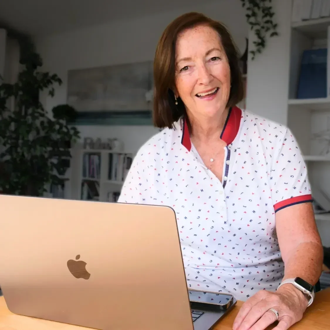 Julie Silfverberg in her office behind her computer