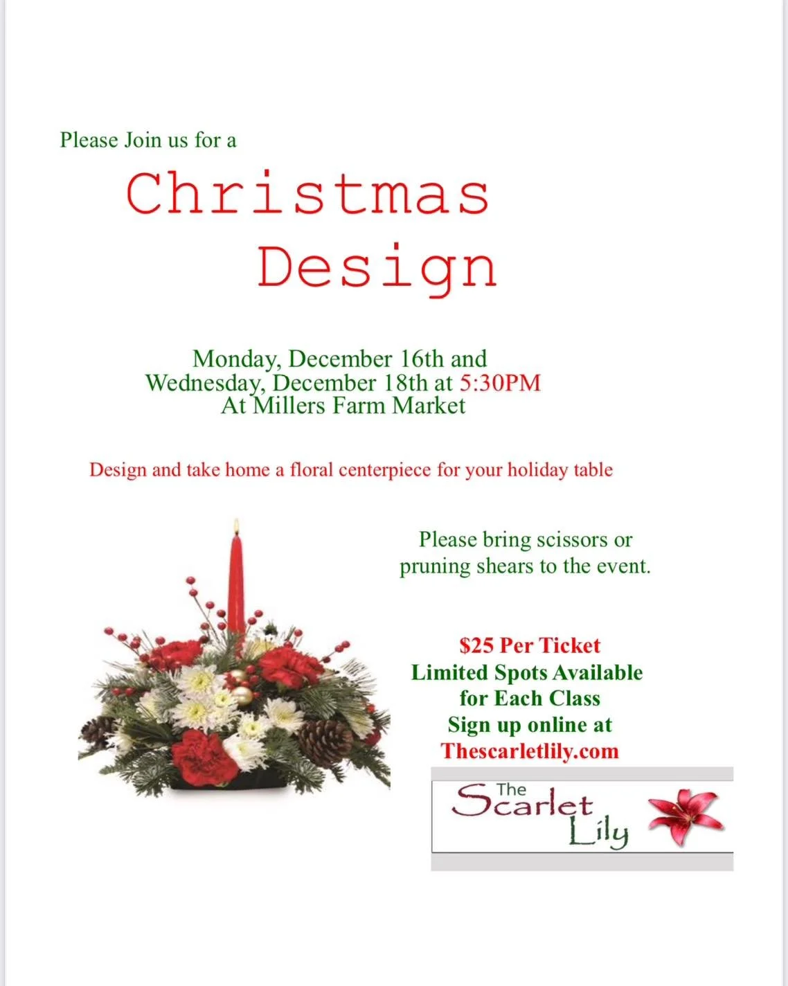 Only one more week to sign up for Mondays class. Find tickets at thescarletlily.com under the classes or store tab.