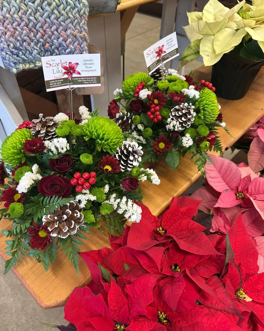 Looking for a Christmas centerpiece? I still have a few available at Millers Farm Market. Open today- Saturday 9-5 and Sunday 10-4.