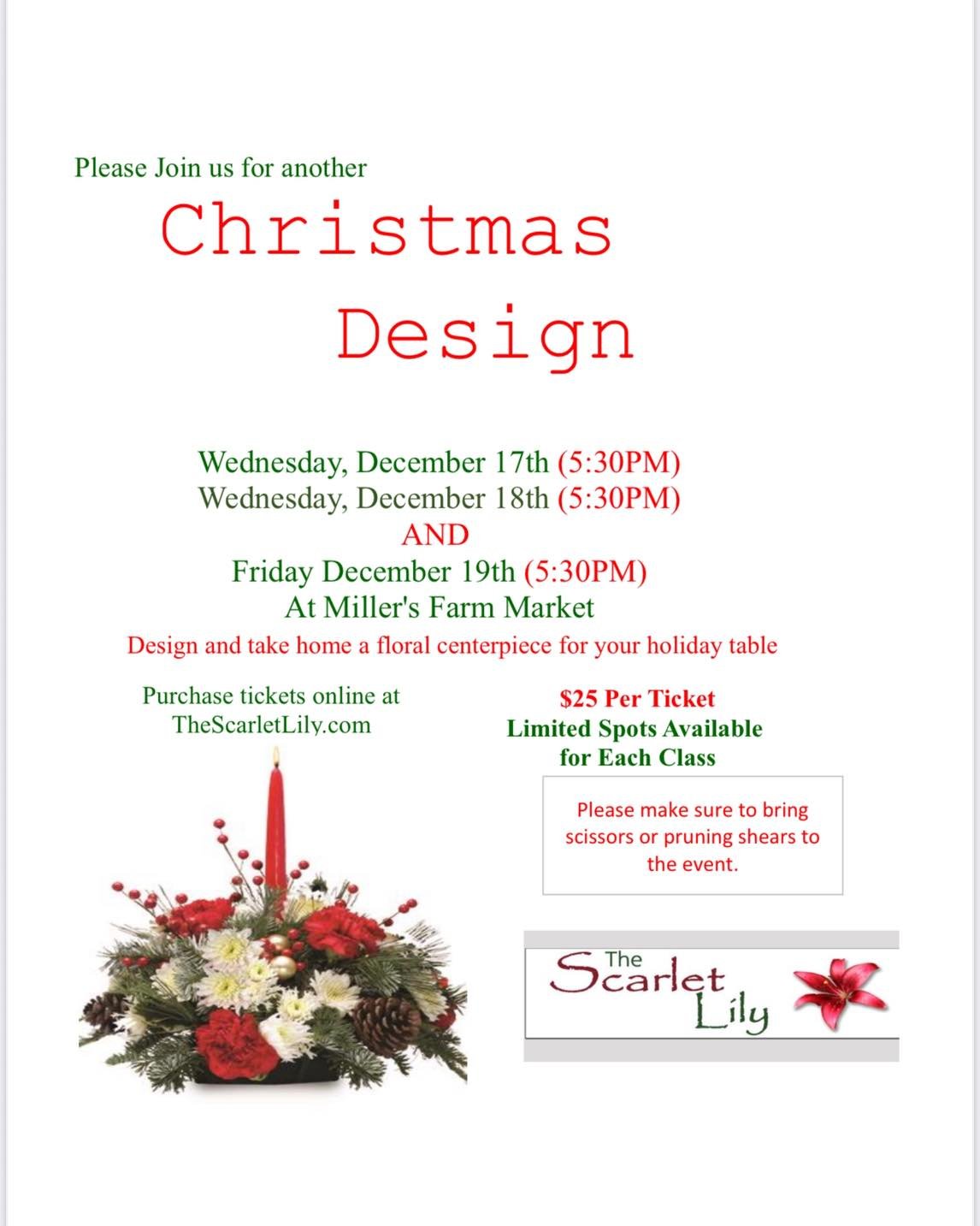 We have added a third class for next week! If Wednesday or Friday didn&rsquo;t work for you, a Thursday class has been posted! Tickets can be purchased at TheScarletLily.com