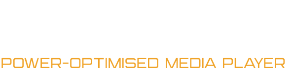 AERAK Power-Optimised Media Player logo in white and orange text on a black background.