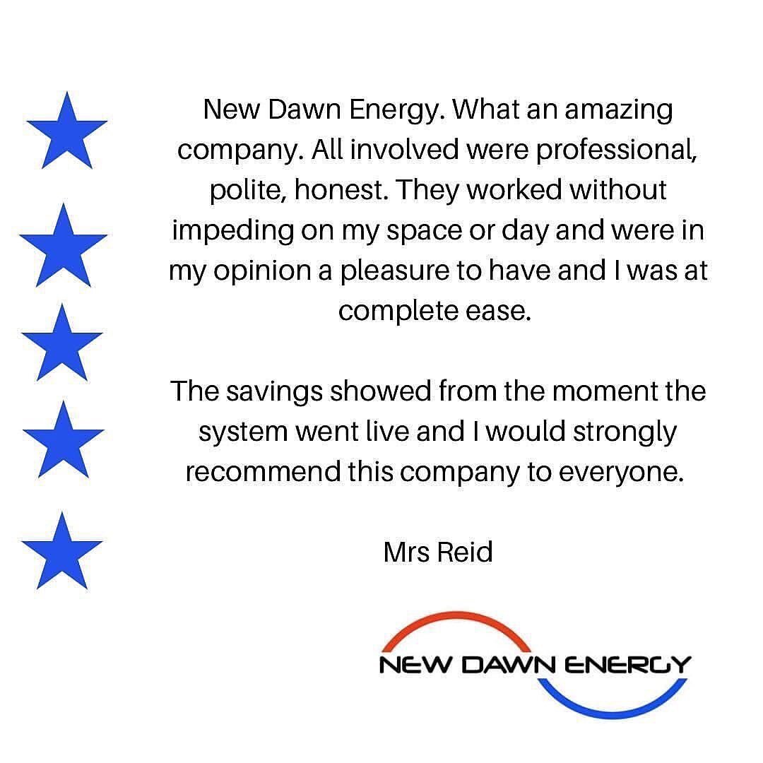 TESTIMONIAL TUESDAY 

We were delighted to receive this glowing feedback from one of our Solar PV customers. 

Get in touch for more information and a quote or visit our website www.newdawnenergy.co.uk 

#solarpv #solarenergy #solarpower #solar #rene