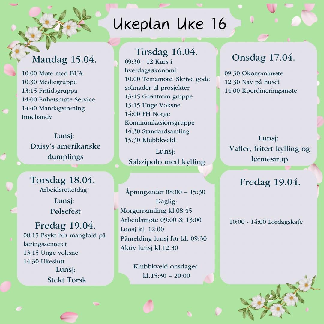 Neste ukes planer☀️ #psykiskhelse #fontenehusfungerer #fontenehuseth&oslash;nefoss #ringerikekommune #holekommune #jevnaker